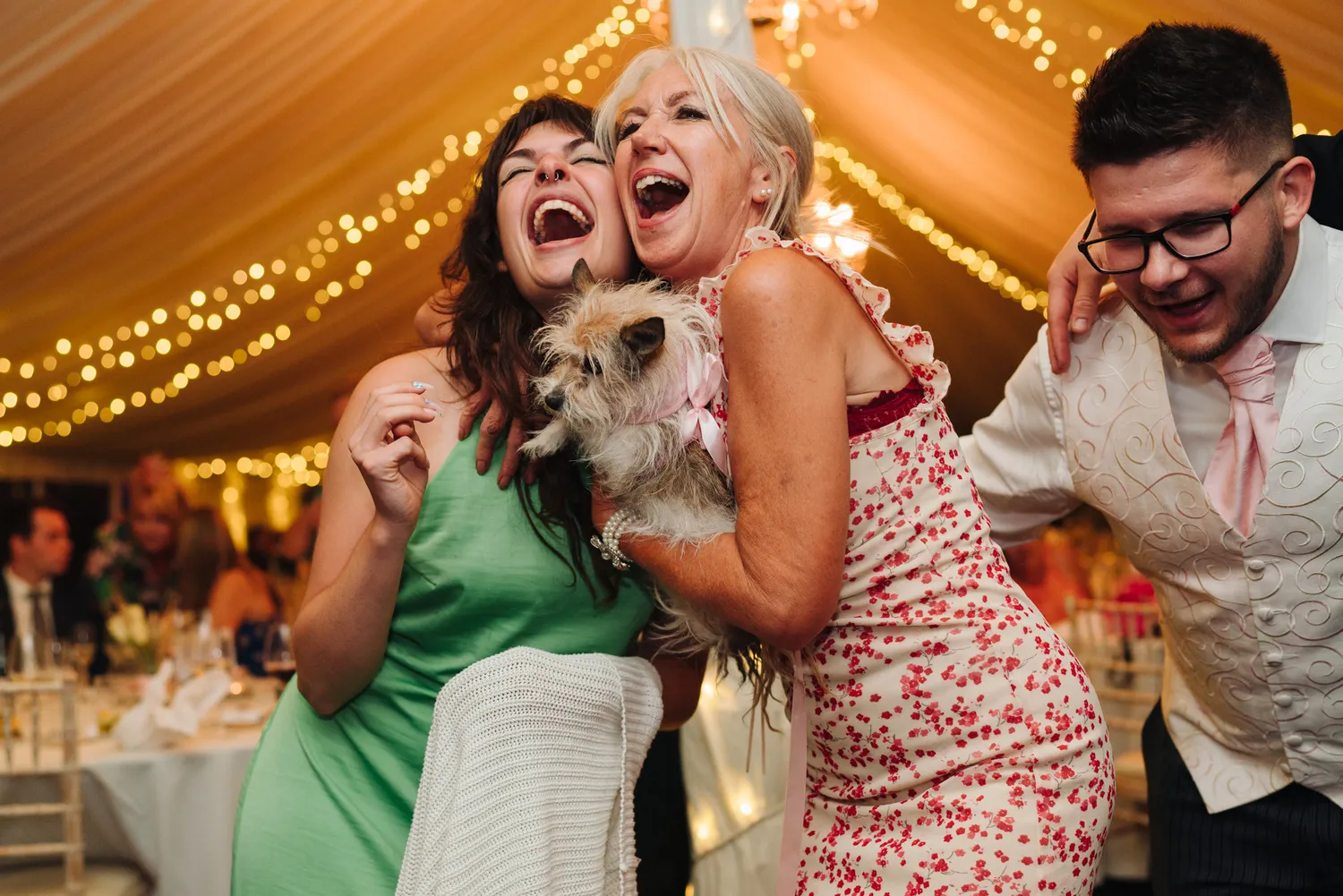 Wedding guests celebrating at a Norfolk reception